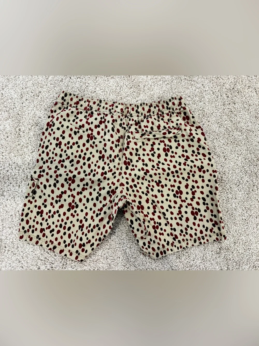 Koto Men's Beige Dot-Print Hybrid Shorts with Red & Black Accents